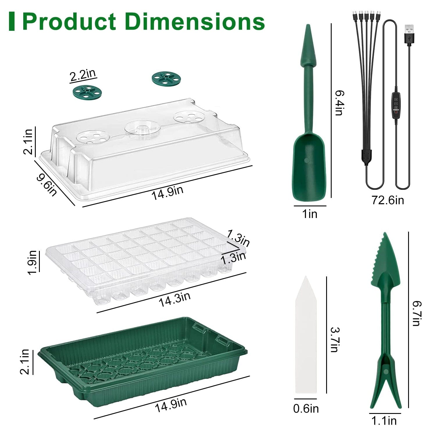 2-Pack: 40 Cell Seed Starting Tray Plant Grow Light with 4 Adjustable Brightness Garden & Patio - DailySale