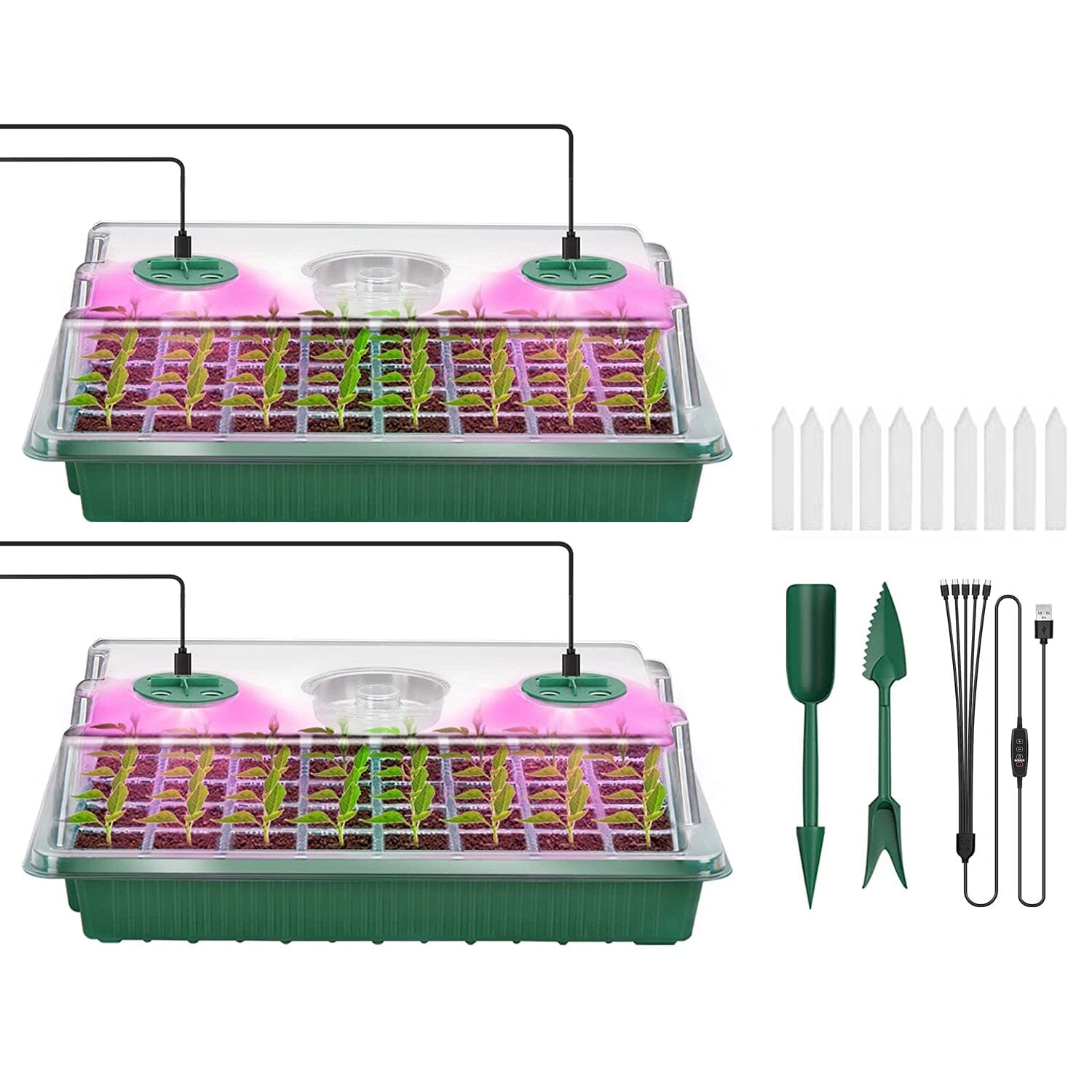 2-Pack: 40 Cell Seed Starting Tray Plant Grow Light with 4 Adjustable Brightness Garden & Patio - DailySale