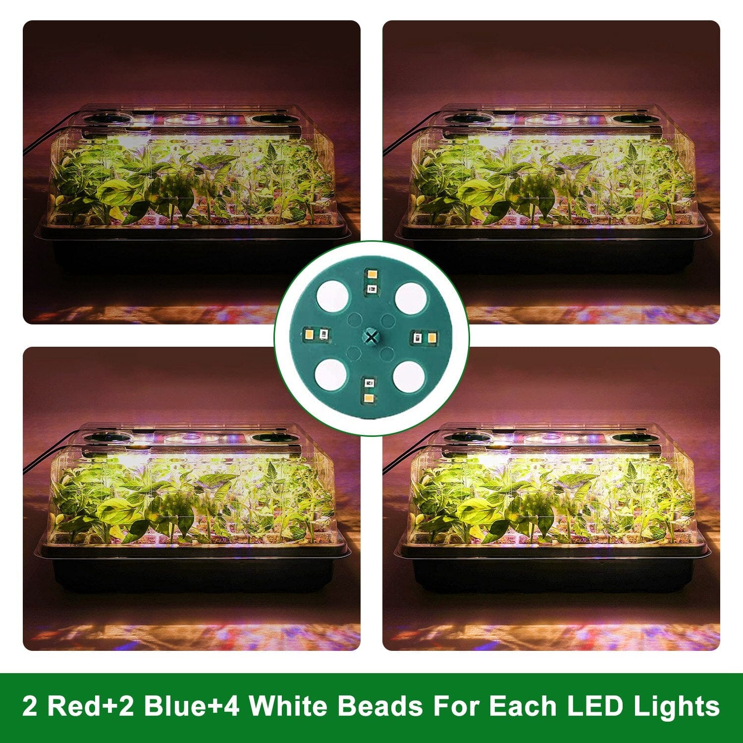 2-Pack: 40 Cell Seed Starting Tray Plant Grow Light with 4 Adjustable Brightness Garden & Patio - DailySale