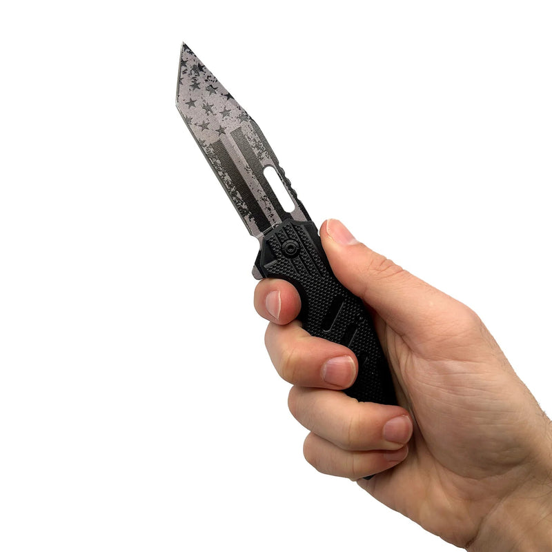 2-Pack: 4.75" American Flag Tanto Blade with ABS Handle Tactical - DailySale