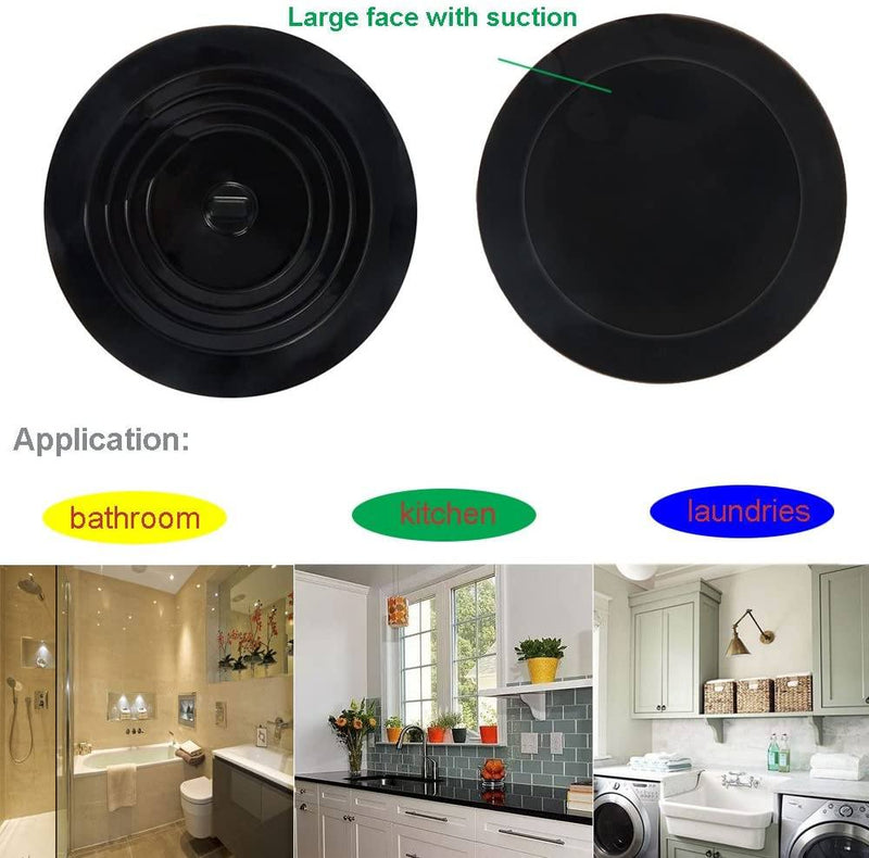 2-Pack: 6" Large Silicone Drain Plug Hair Stopper Flat Suction Cover Bath - DailySale
