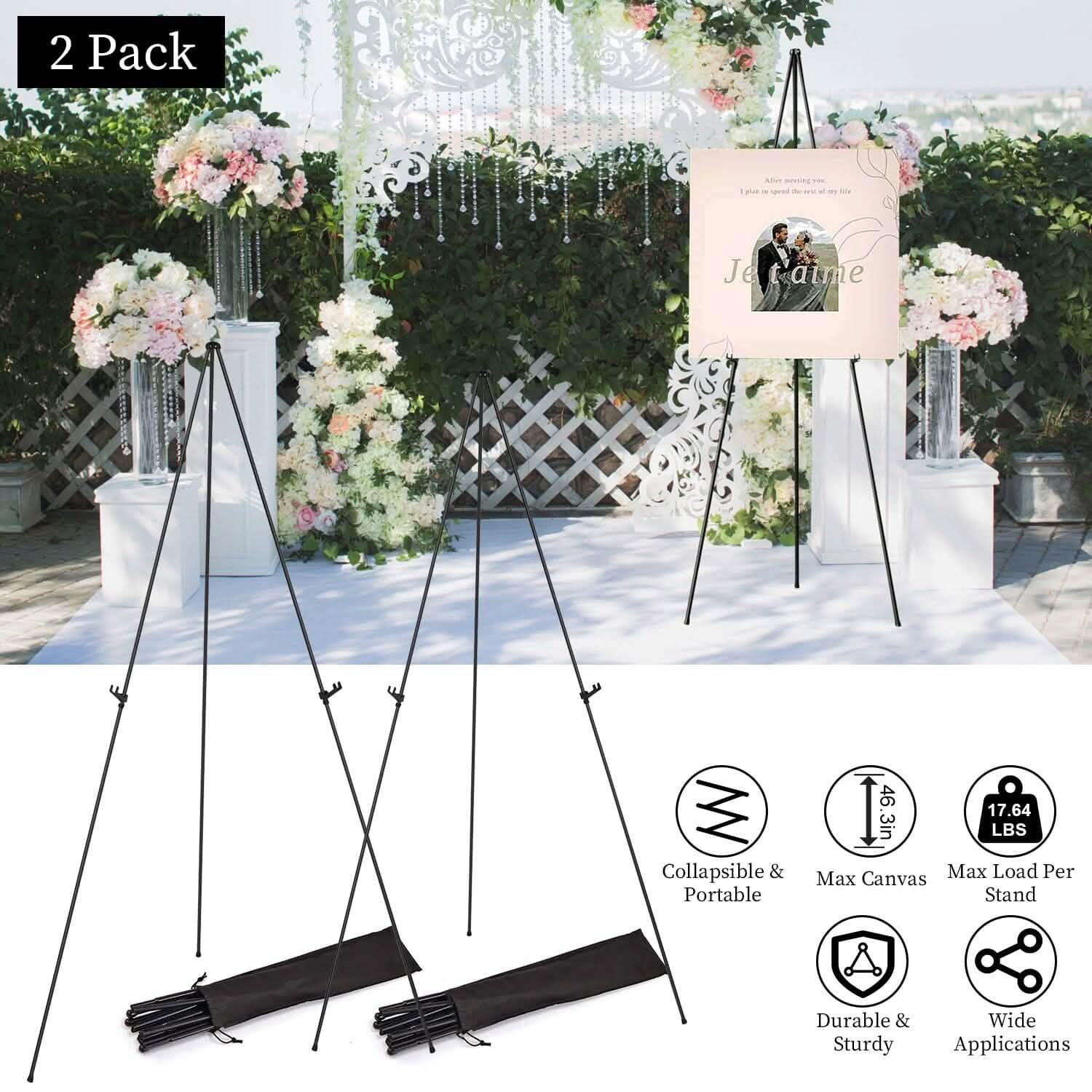 2-Pack: 61" Collapsible A Frame Tripod Easel Iron Alloy Drawing Stand Holiday Decor & Apparel - DailySale