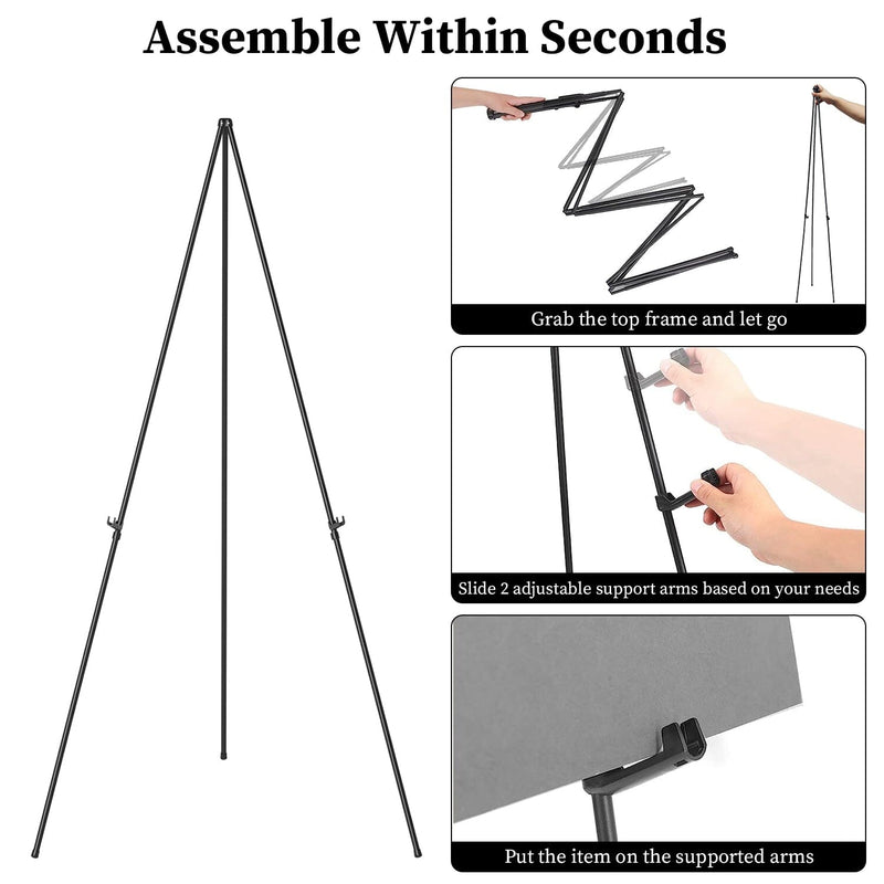2-Pack: 61 Collapsible A Frame Tripod Easel Iron Alloy Drawing Stand