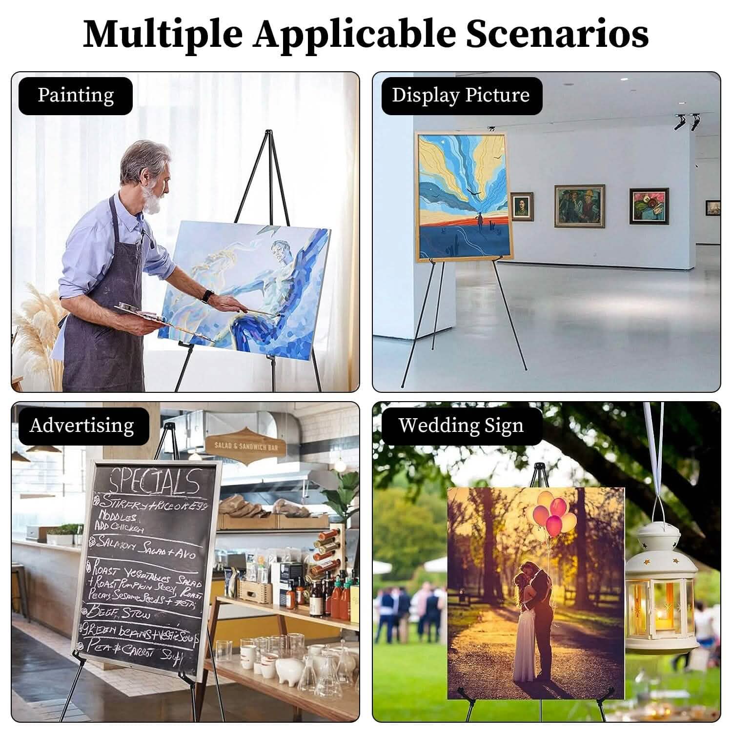 2-Pack: 61" Collapsible A Frame Tripod Easel Iron Alloy Drawing Stand Holiday Decor & Apparel - DailySale