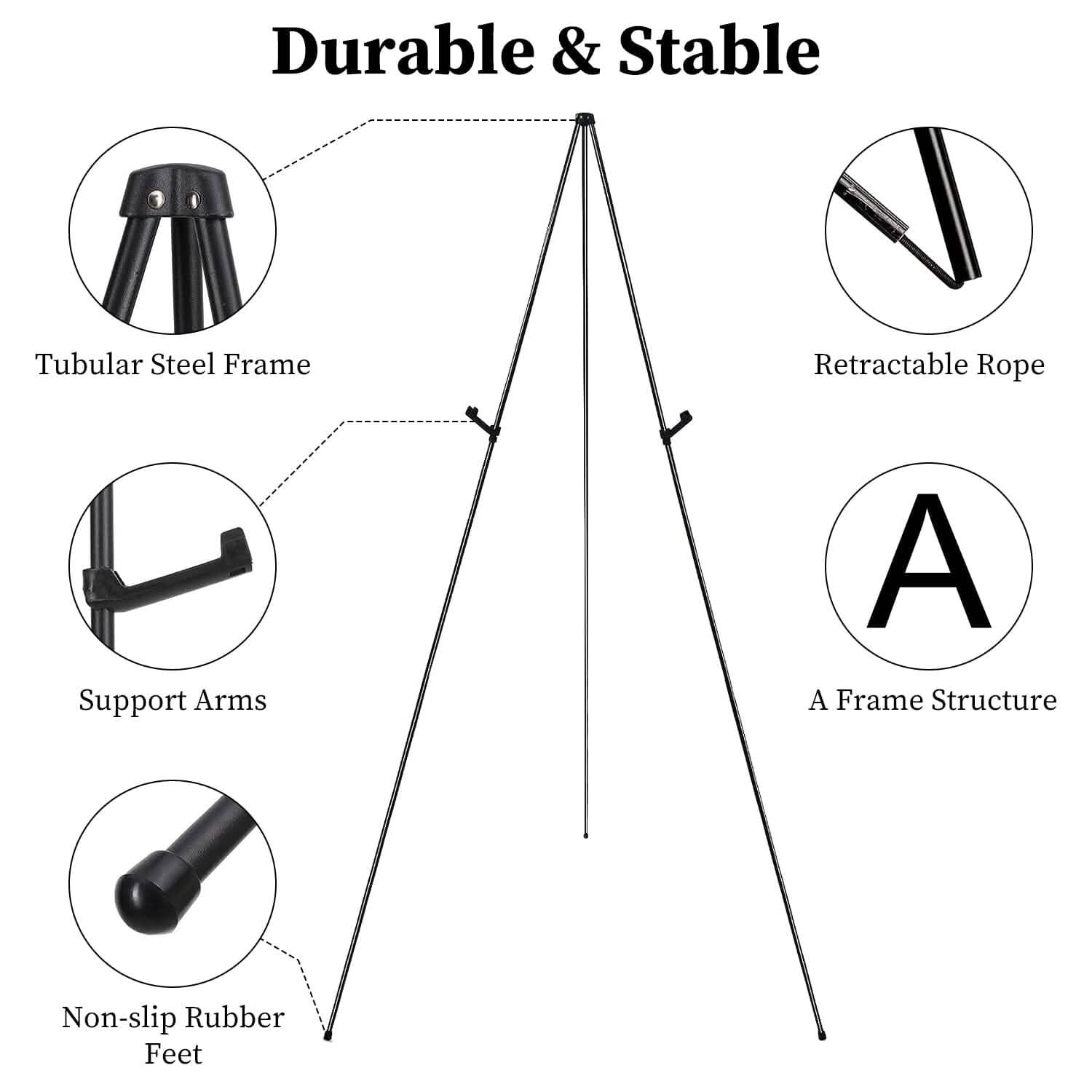 2-Pack: 61" Collapsible A Frame Tripod Easel Iron Alloy Drawing Stand Holiday Decor & Apparel - DailySale