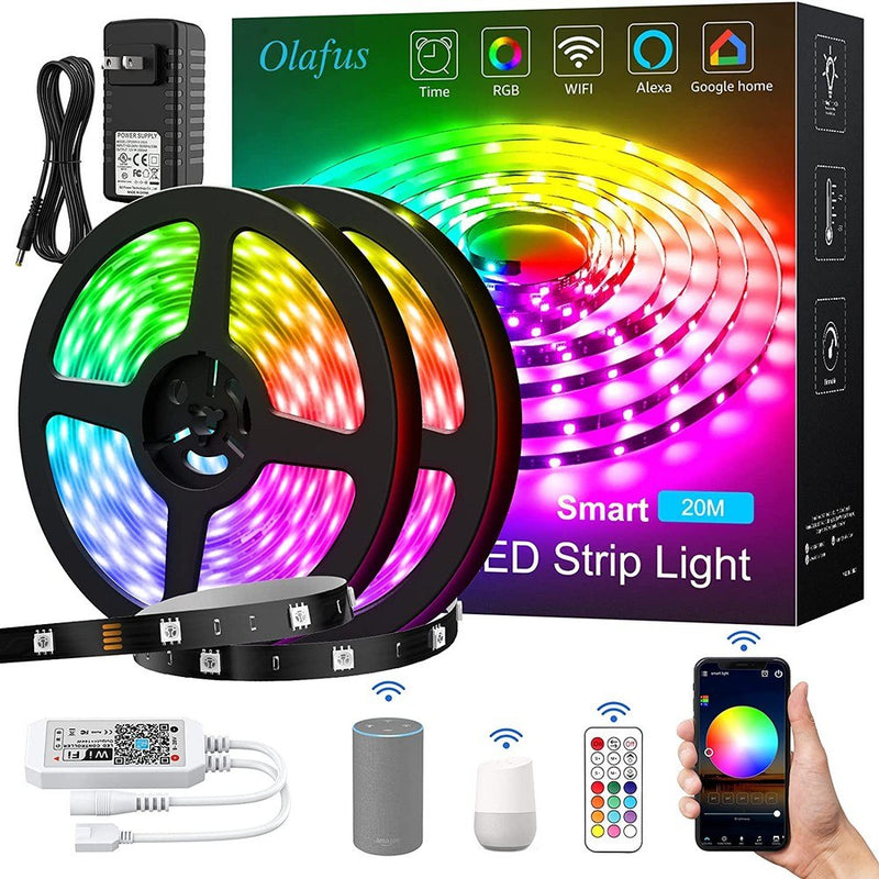 2-Pack: 65.6 Ft. RGB Strip Lights with 44 Mode Remote String & Fairy Lights - DailySale