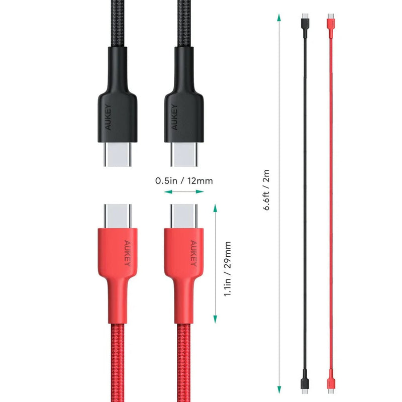 2-Pack: 6.6ft CB-CD28 USB C Cable USB C to USB C Cable Mobile Accessories - DailySale