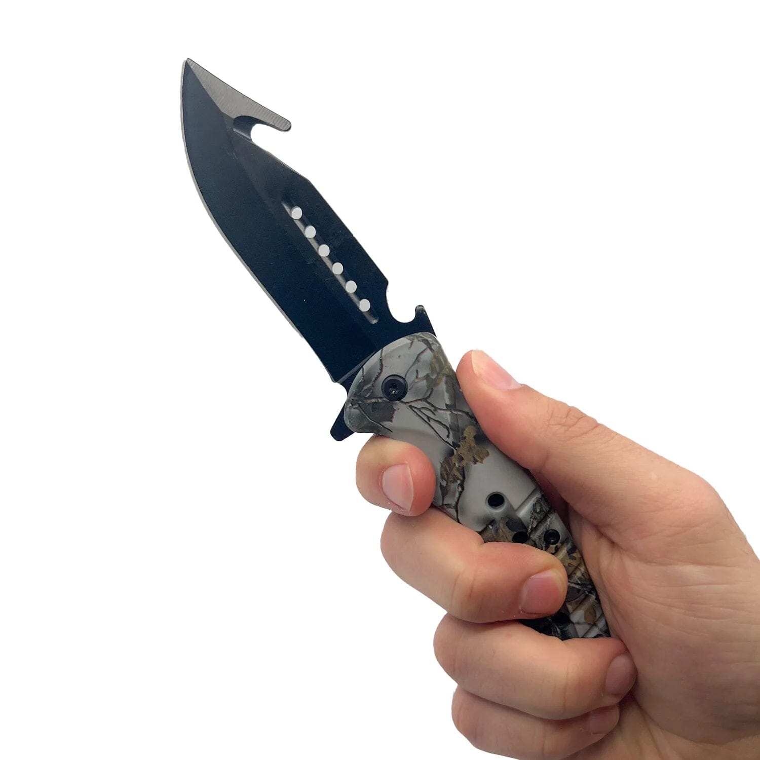 2-Pack: 8.75" Camo Spring Assisted Knife with ABS Handle Tactical - DailySale