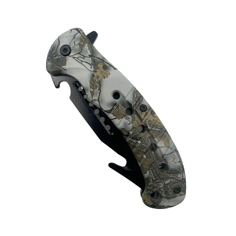 2-Pack: 8.75" Camo Spring Assisted Knife with ABS Handle Tactical - DailySale