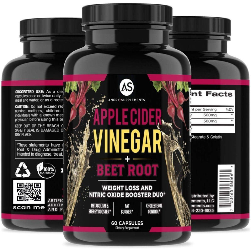 2-Pack: Angry Supplement Apple Cider Vinegar + Beetroot and Turmeric & Ginger Capsules Wellness & Fitness - DailySale