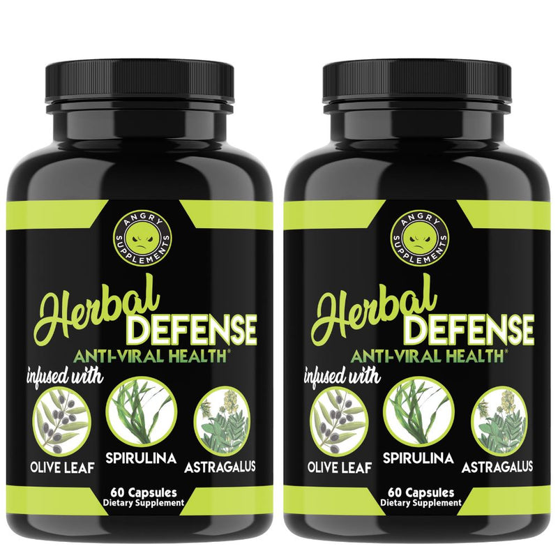 2-Pack: Angry Supplements Herbal Defense Anti Viral Immune Support, Spirulina Olive Leaf Wellness & Fitness - DailySale