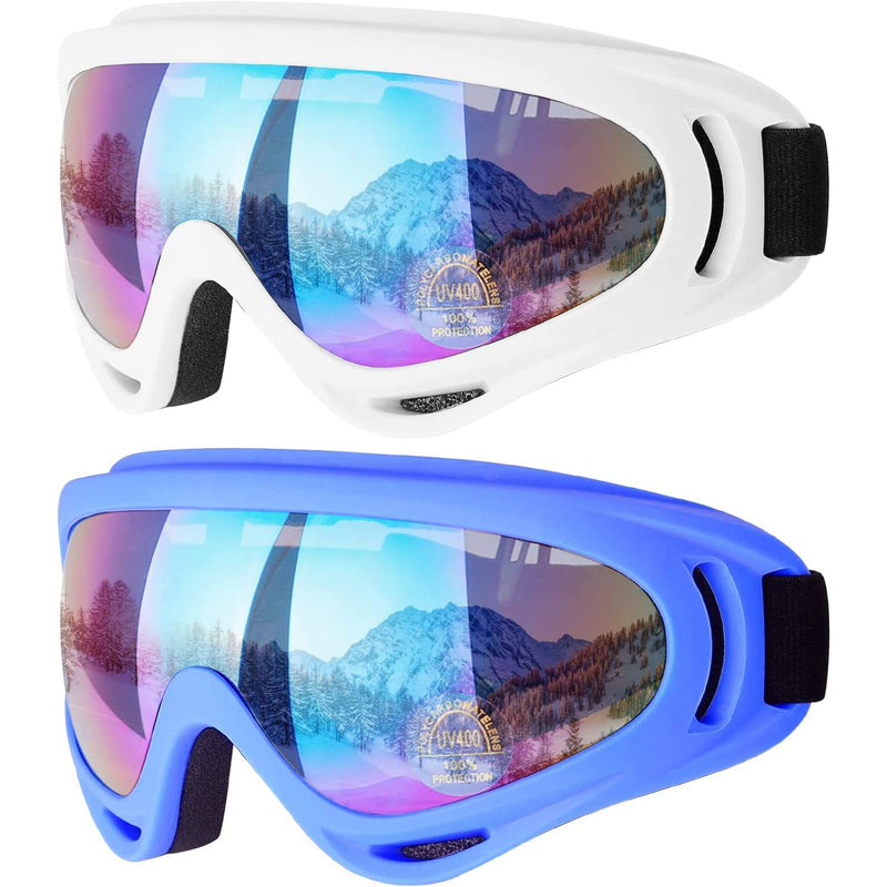 2-Pack: Anti-Scratch Dustproof Sports Goggles Sports & Outdoors White/Blue - DailySale