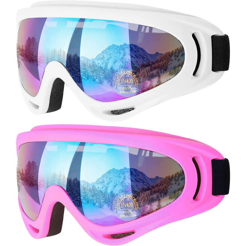 2-Pack: Anti-Scratch Dustproof Sports Goggles Sports & Outdoors White/Pink - DailySale