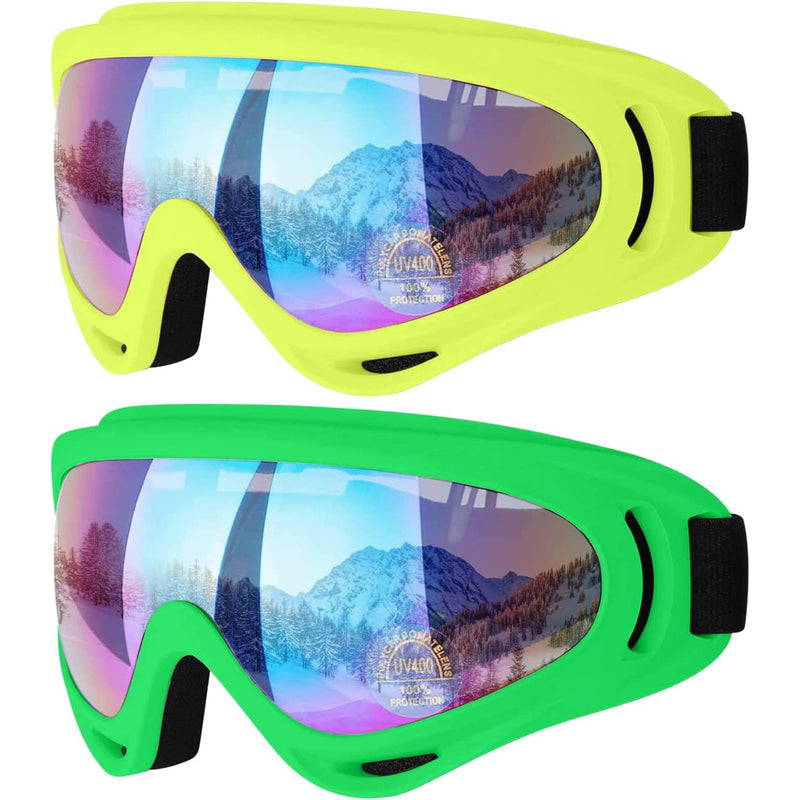 2-Pack: Anti-Scratch Dustproof Sports Goggles Sports & Outdoors Yellow/Green - DailySale
