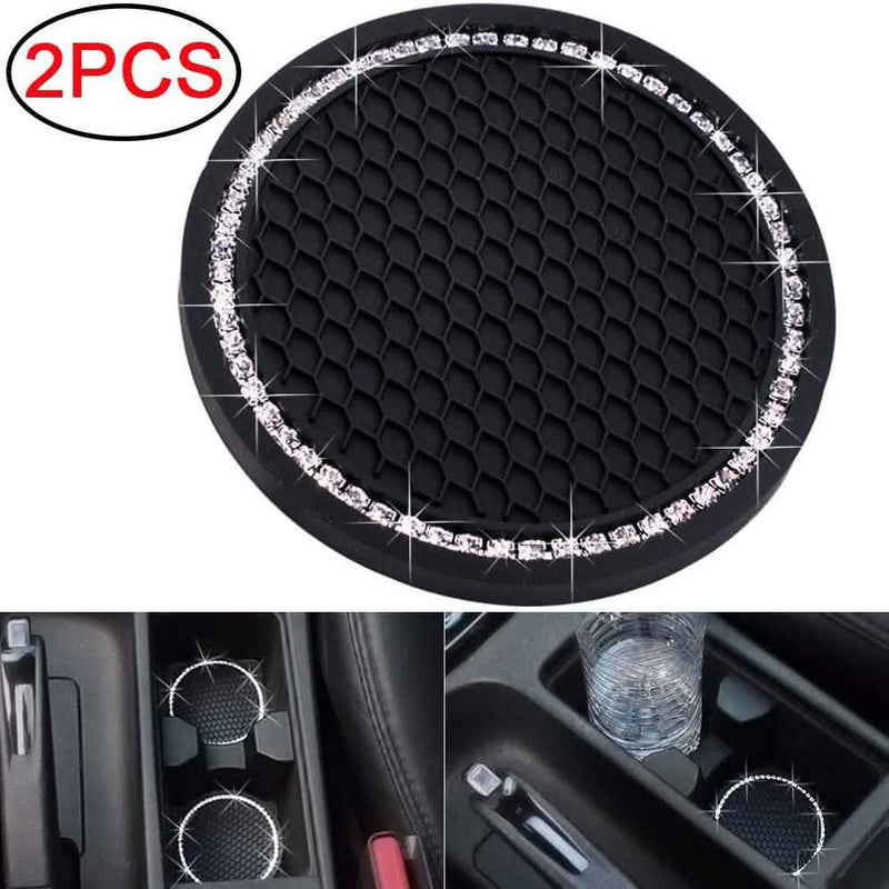 2-Pack: Anti-Slip Crystal Rhinestone Car Coaster Automotive - DailySale