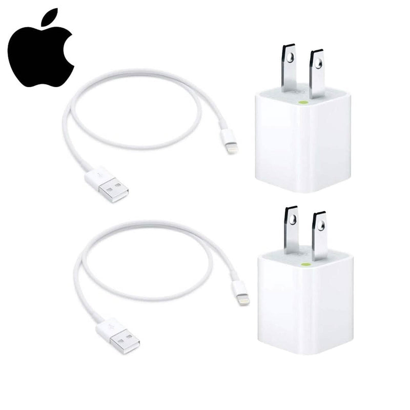 2 Pack Apple Original 5W USB Power Adapter and 2 Pack Apple OEM Lighting to USB Cable (3.3 ft) Mobile Accessories - DailySale