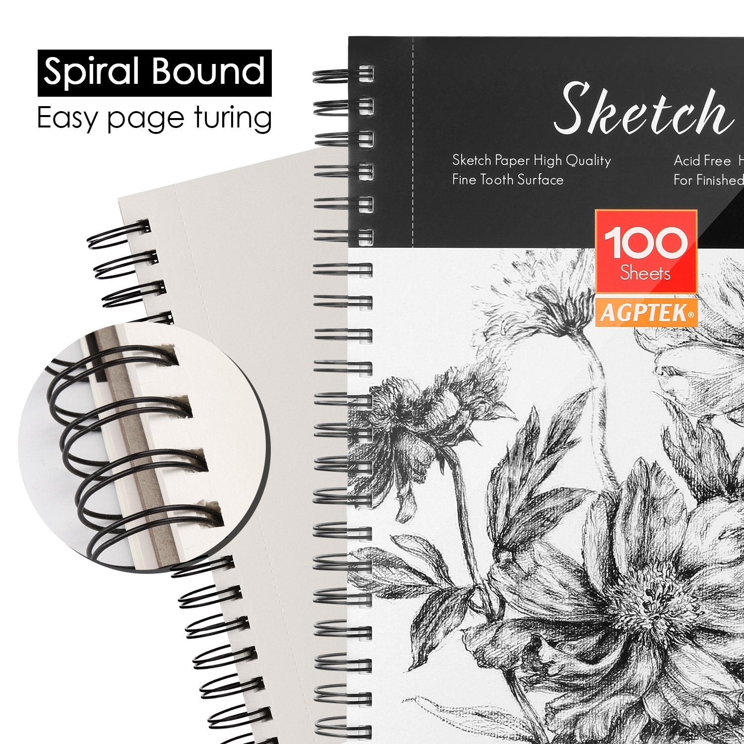 2-Pack: Art SketchBook 100 Pages for Writers Illustrators Art & Craft Supplies - DailySale