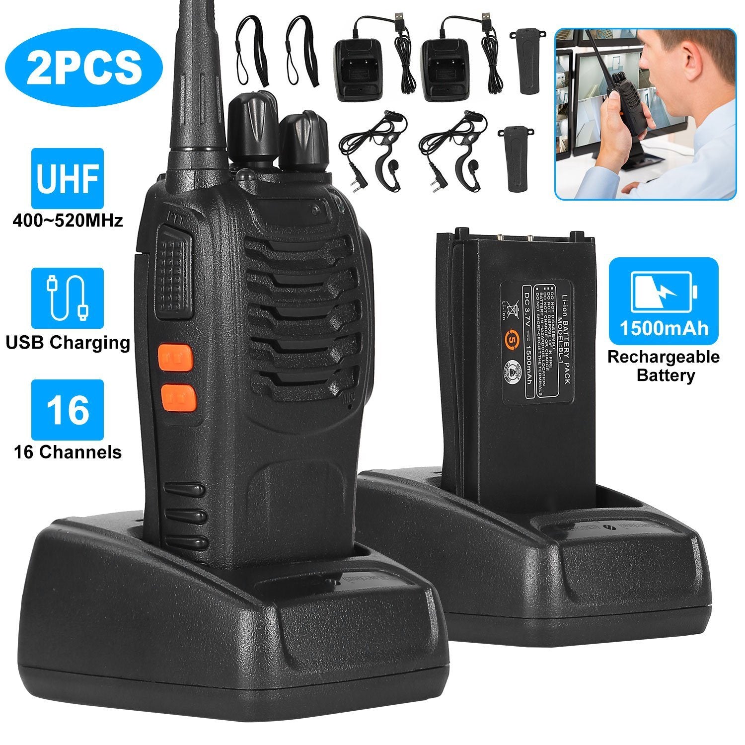 2-Pack: Baofeng BF-888S Walkie Talkies Two Way Radio Tactical - DailySale