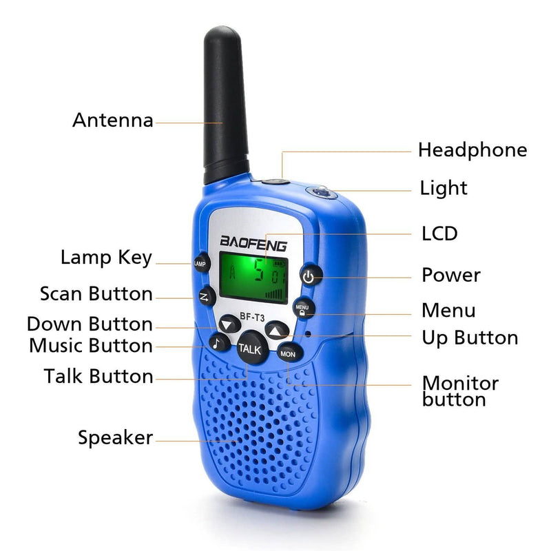 2-Pack: Baofeng Kids 2 Way Radio Walkie Talkies 22 Channel 3-5 Miles FRS/GMRS Toy Toys & Games - DailySale