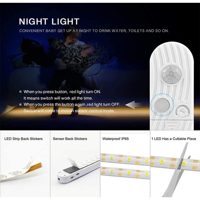 2-Pack: Battery Powered Motion Sensor LED Light Strips Indoor Lighting - DailySale