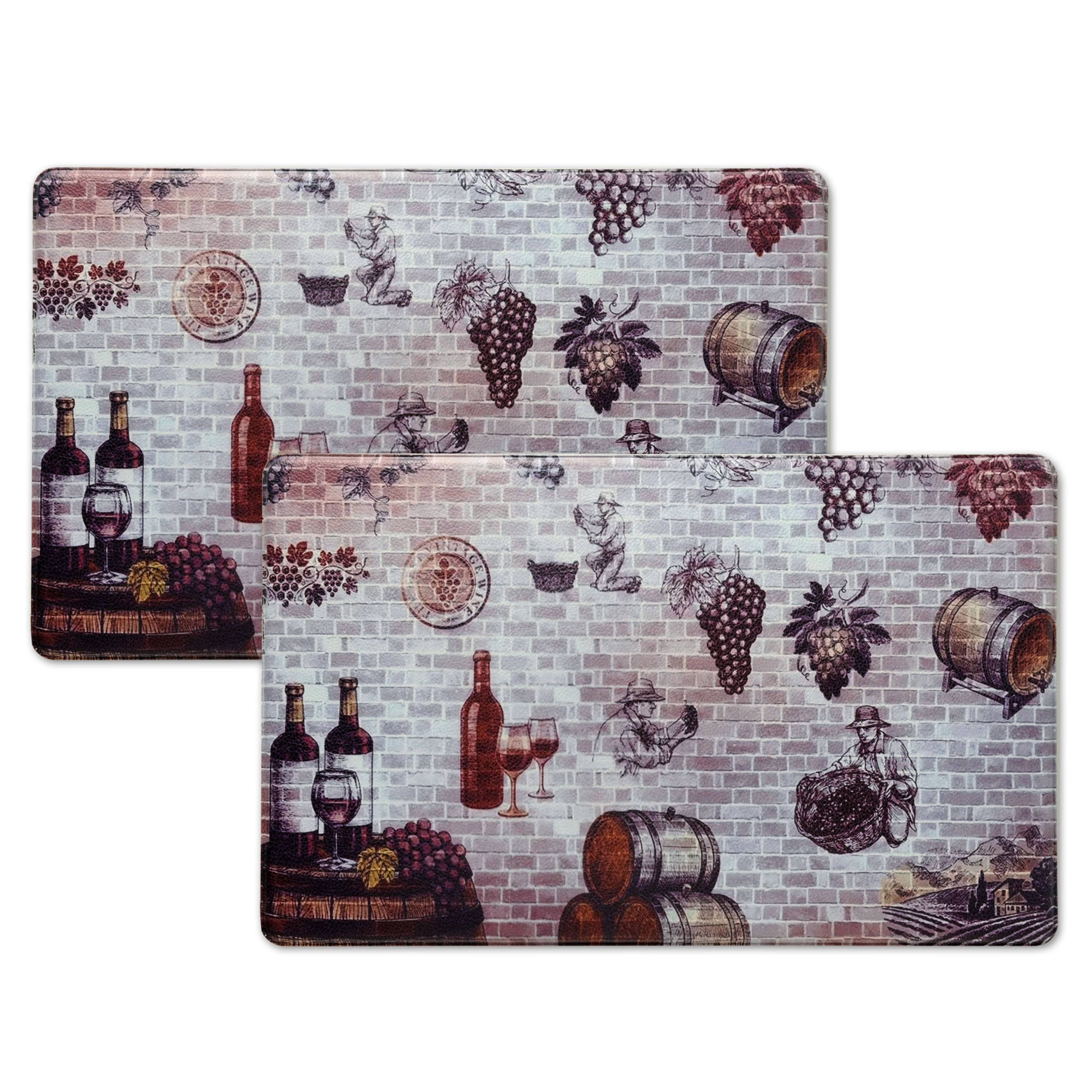 Bibb Home Anti Fatigue Cushioned Kitchen Mats 18 inch x 30 inch - 1 or 2 Pack, French Chef