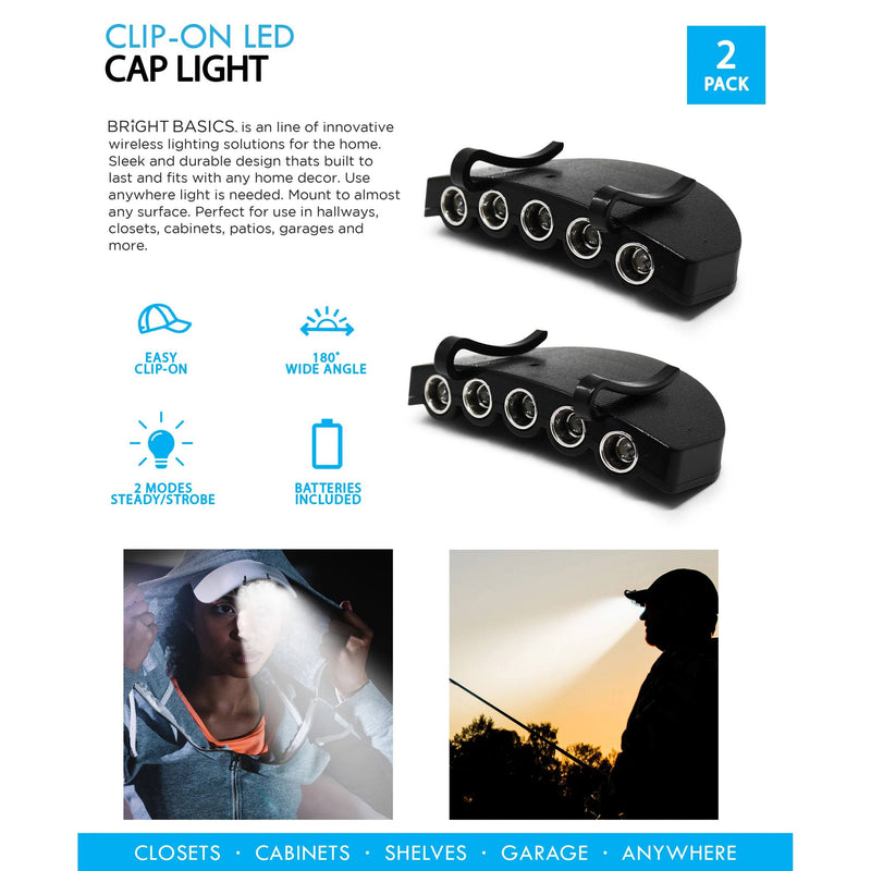 2-Pack: Bright Basics Clip-On LED Hat Lights Sports & Outdoors - DailySale