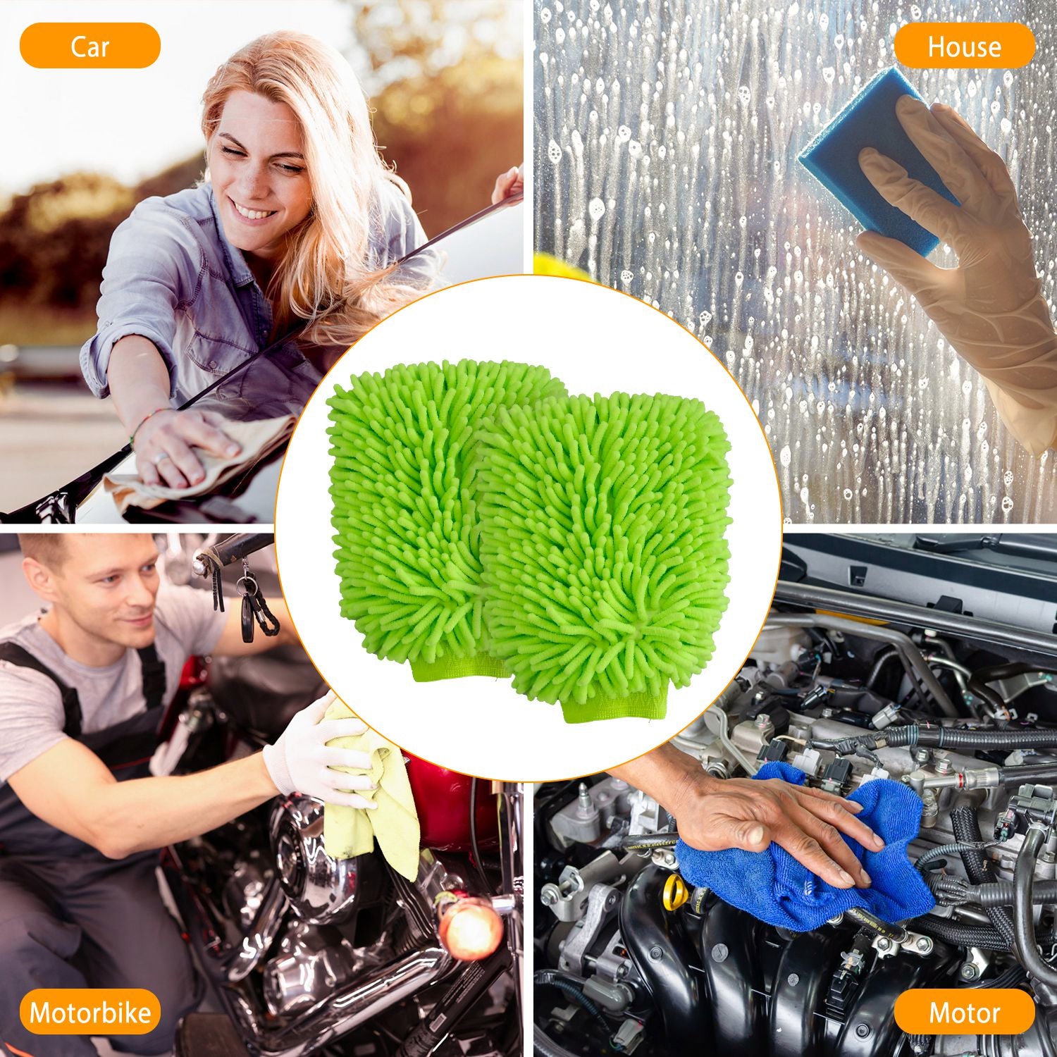 4 Pcs Car Wash Mitts Chenille Microfiber Car Wash Mitt Double Sided  Scratch-free Wash Mittens Wash Sponge Washing Gloves Absorbent Microfiber  Mitt for