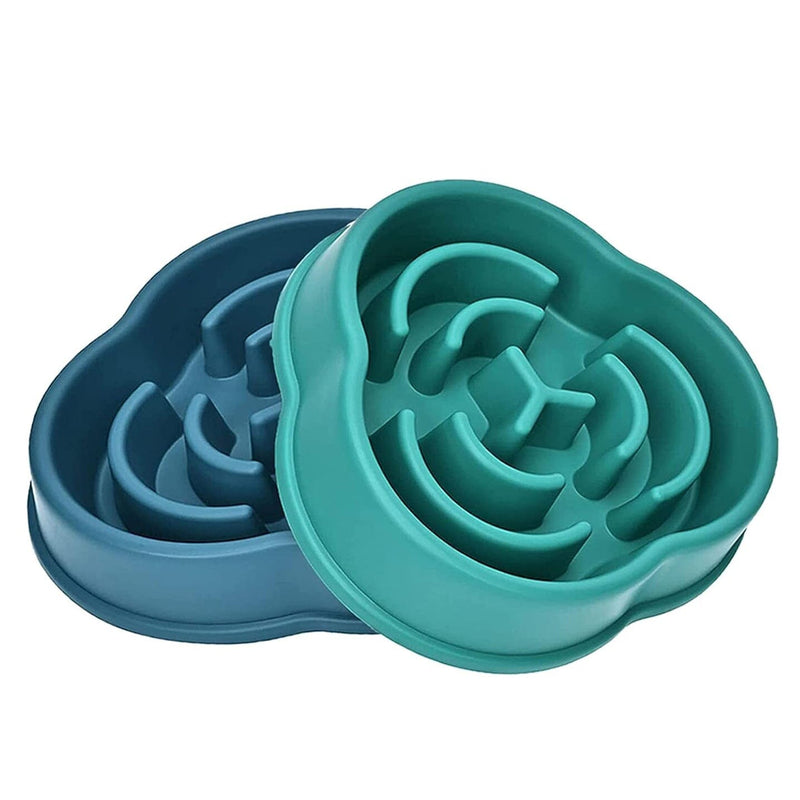2-Pack: Cat and Dog Slow Food Bowl Slow Food Bowl Pet Supplies Blue/Green - DailySale