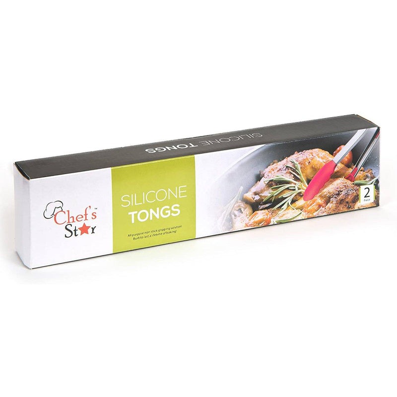 2-Pack: Chef's Star Premium Silicone Kitchen Tongs Kitchen & Dining - DailySale