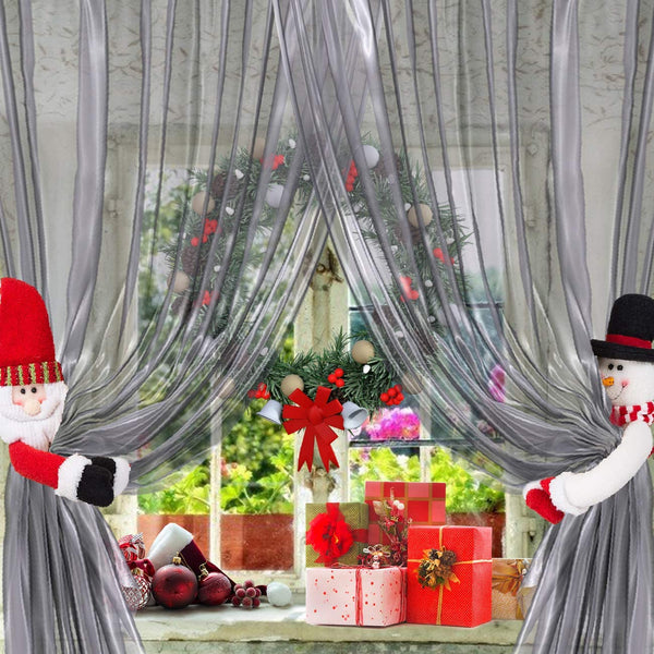 2-Pack: Christmas Curtain Buckle Doll Santa & Snowman Holiday Decor & Apparel - DailySale