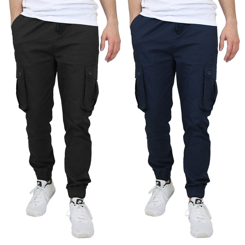2-Pack Cotton Stretch Cargo Jogger Pants Men's Clothing Black/Navy S - DailySale