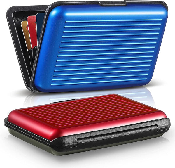 2-Pack: Credit Card Holder Slim Mini RFID Blocking Bags & Travel Blue/Red - DailySale