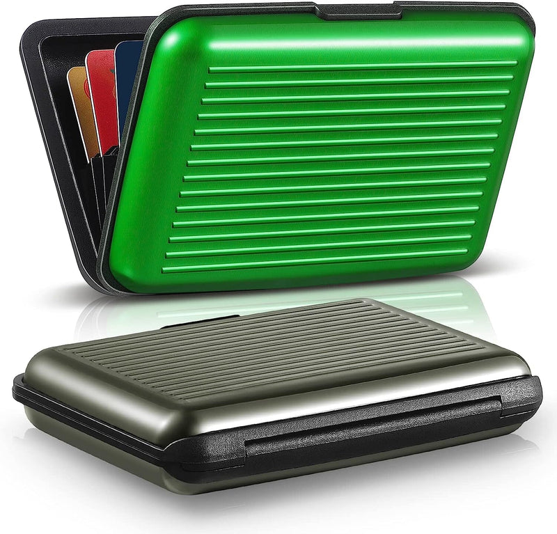 2-Pack: Credit Card Holder Slim Mini RFID Blocking Bags & Travel Gray/Green - DailySale