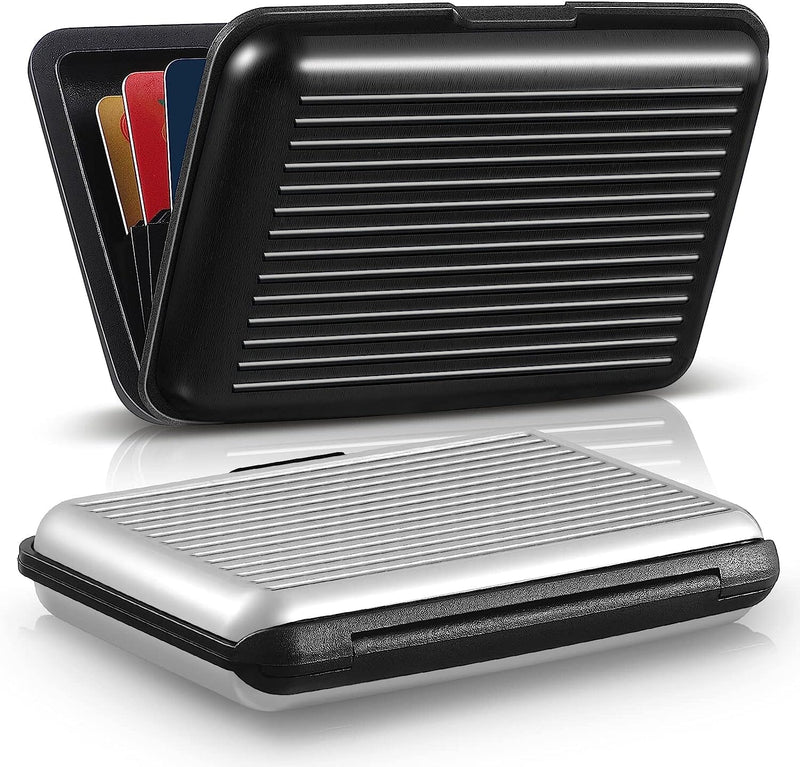 2-Pack: Credit Card Holder Slim Mini RFID Blocking Bags & Travel Silver/Black - DailySale