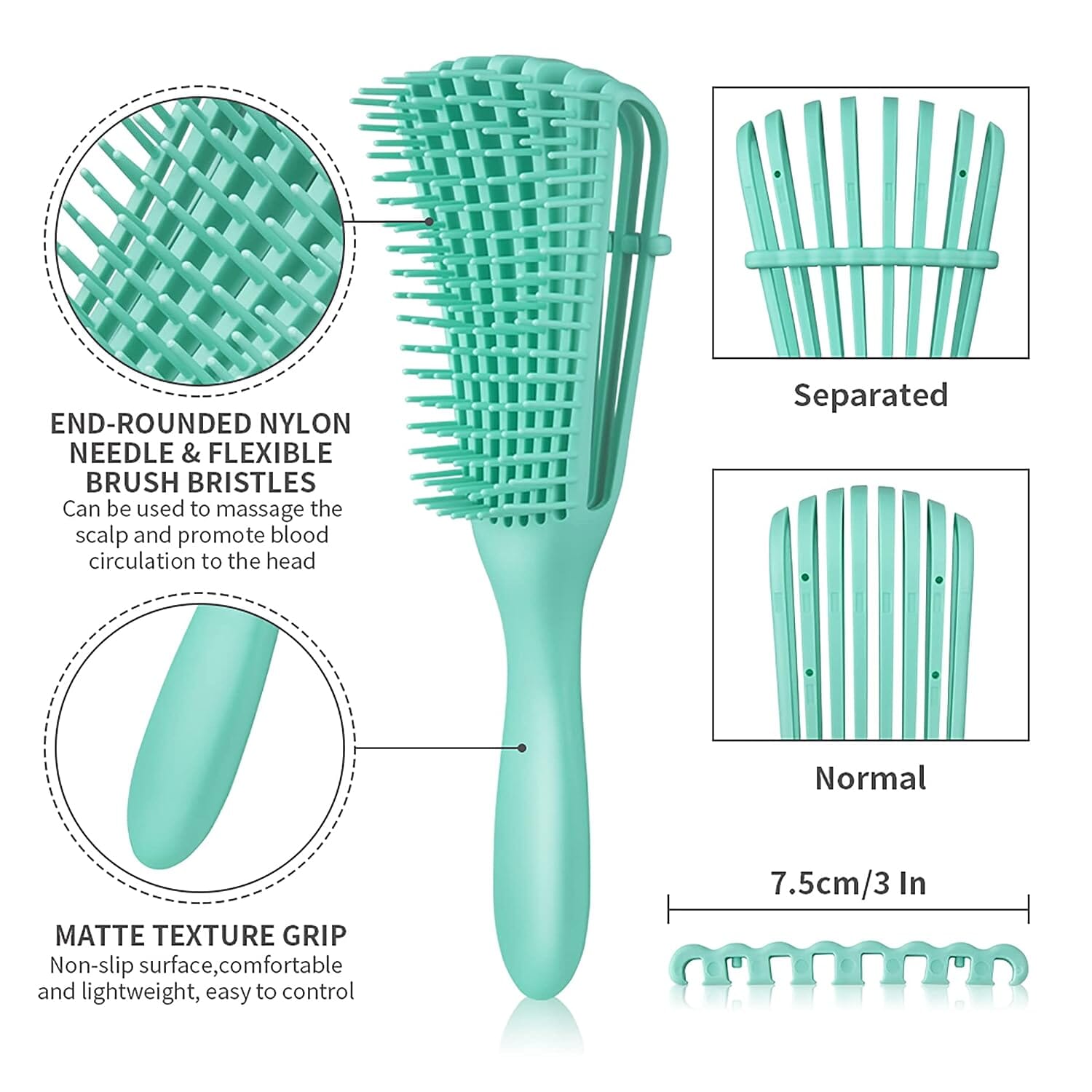 2-Pack: Detangler Brush for Curly Hair, Afro Textured 3a to 4c Kinky Wavy Beauty & Personal Care - DailySale