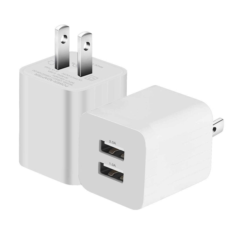 2-Pack: Dual Port USB Wall Charger Mobile Accessories White - DailySale
