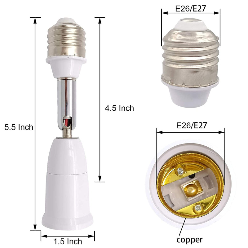 2-Pack: E26/E27 Lamp Holder Extender Indoor Lighting - DailySale