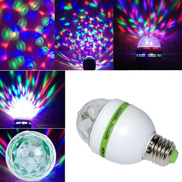 2-Pack: E27 3W Auto Rotating RGB LED Stage Light Indoor Lighting - DailySale