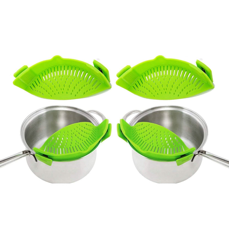 2-Pack: Easy Snap On Heat Resistance Silicone Kitchen Strainer Kitchen Tools & Gadgets Green - DailySale
