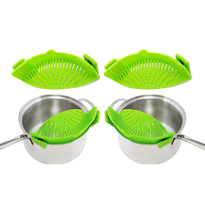 2-Pack: Easy Snap On Heat Resistance Silicone Kitchen Strainer Kitchen Tools & Gadgets Green - DailySale