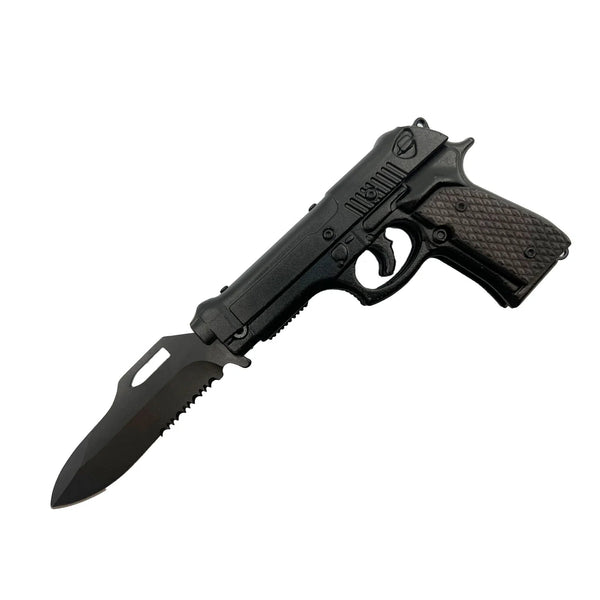 2-Pack: ElitEdge 4.75" Folding Pistol Knife with Holster Tactical - DailySale