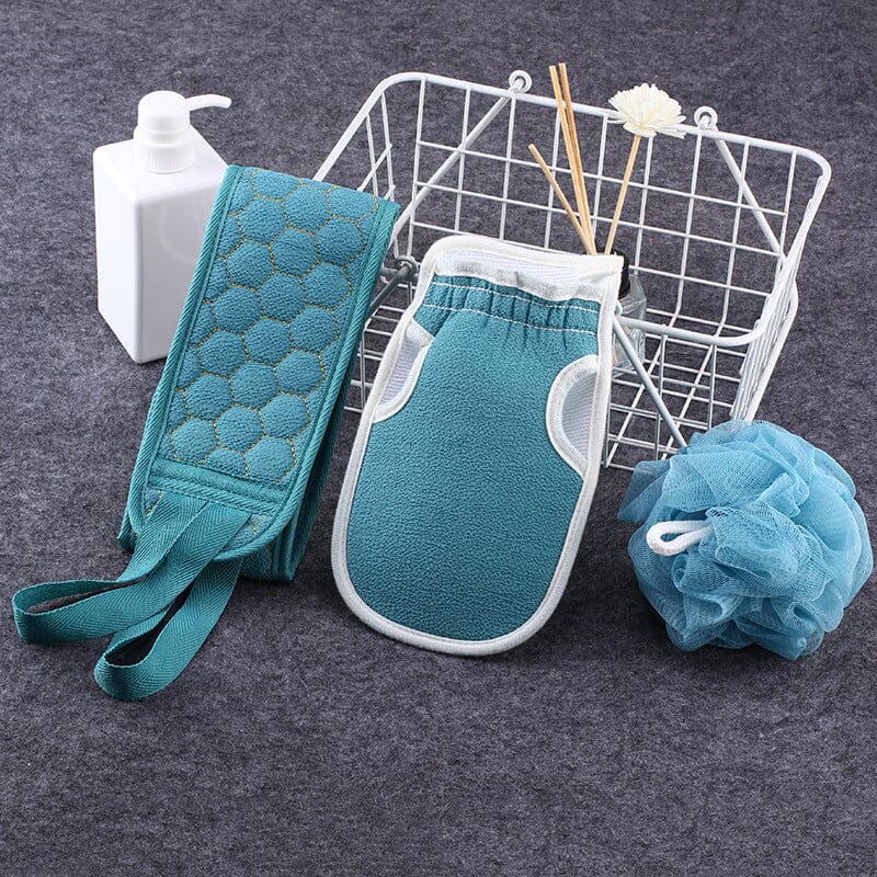 2-Pack: Exfoliating Body Scrubber Set Bath Blue - DailySale