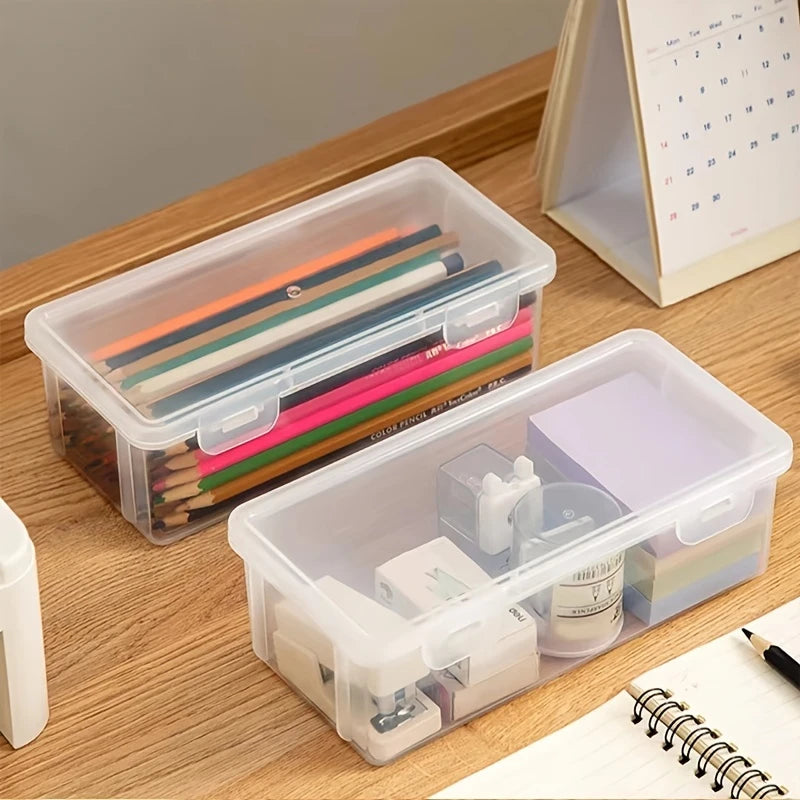 2-Pack: Extra Large Capacity Plastic Pencil Box Stackable Translucent Clear Pencil Box Closet & Storage - DailySale