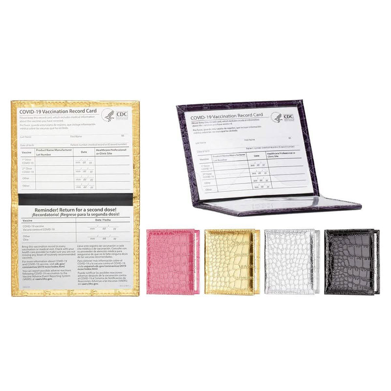 2-Pack: Faux Crocodile Leather Bling CDC Vaccination Card Immunization Record Protector Holder Passport Bags & Travel - DailySale