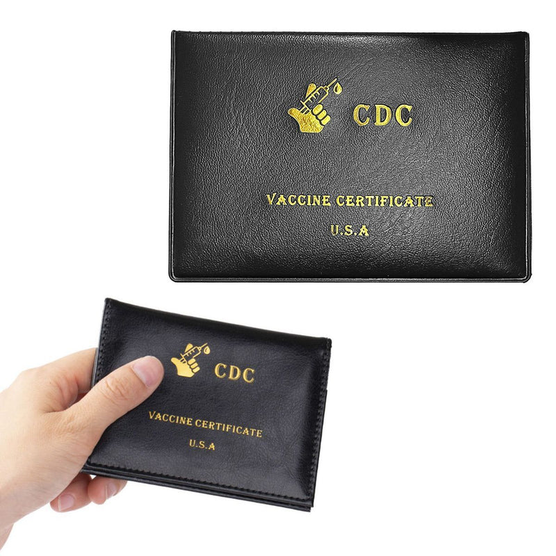 2-Pack: Faux Leather CDC Vaccination Card Immunization Record Protector Holder
