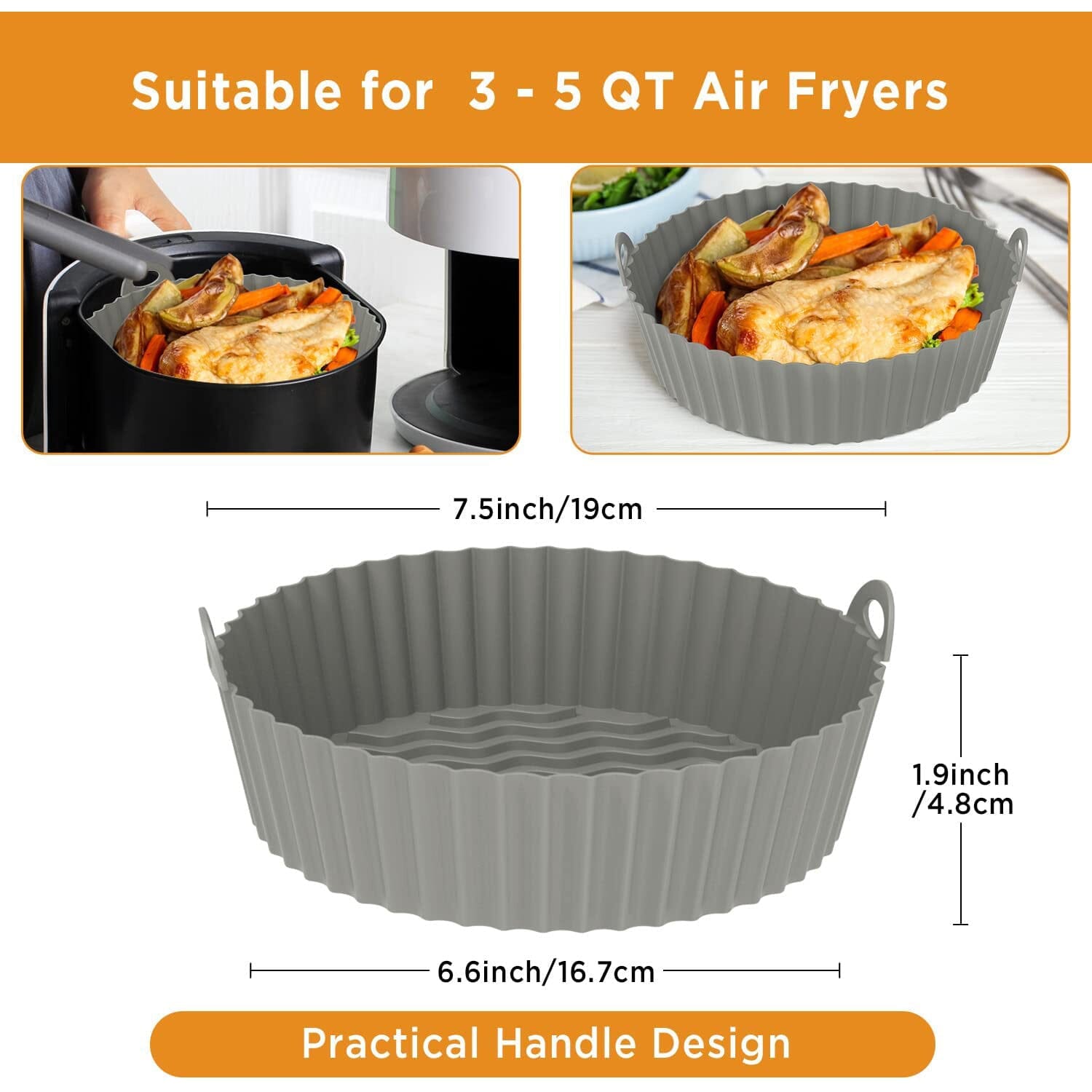 2-Pack: Foldable Silicone Air Fryer Liner Kitchen Tools & Gadgets - DailySale