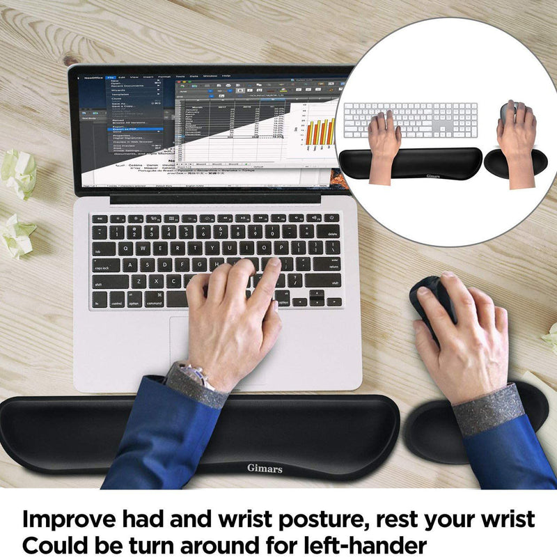 2-Pack: Gimars Upgrade Enlarge Gel Memory Foam Set Keyboard Wrist Rest Pad Computer Accessories - DailySale