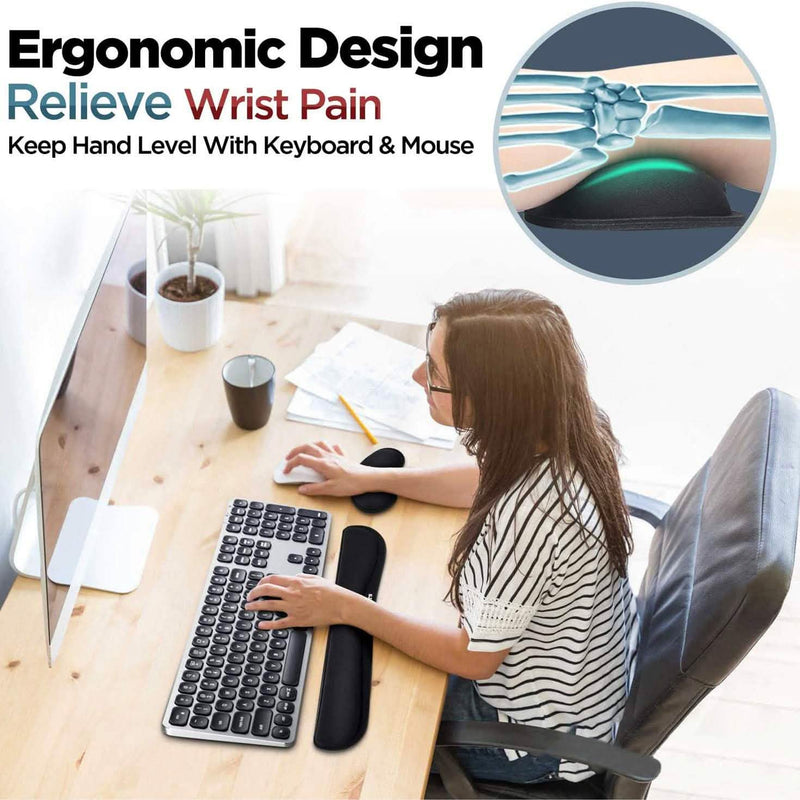 2-Pack: Gimars Upgrade Enlarge Gel Memory Foam Set Keyboard Wrist Rest Pad Computer Accessories - DailySale