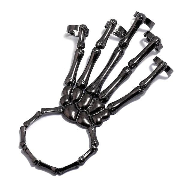 2-Pack: Gothic Bone Bracelet with Ring Holiday Decor & Apparel Black - DailySale