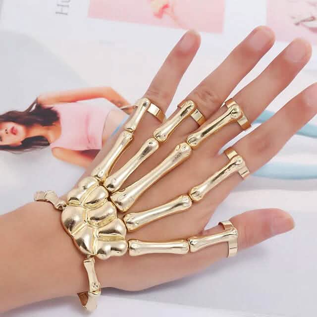 2-Pack: Gothic Bone Bracelet with Ring Holiday Decor & Apparel - DailySale